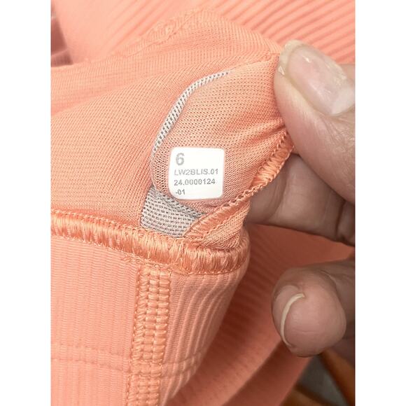 Lululemon Energy Longline Bra Ribbed Luxtreme Size 6 Sunny Coral - Picture 7 of 7